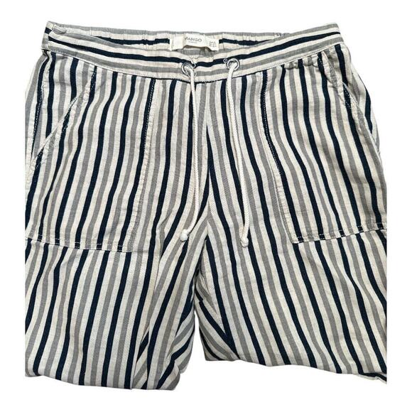 Mango Cream Navy Gray Stripe Lightweight Pants Women's Size XXS - Picture 4 of 6